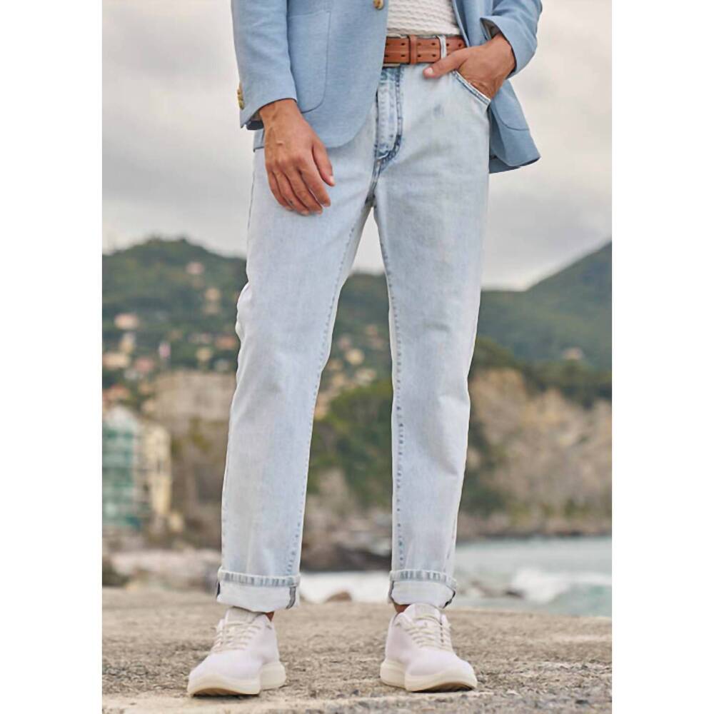 NEW BALLIN men's vintage irregular denim 5-pocket jeans in light wash
